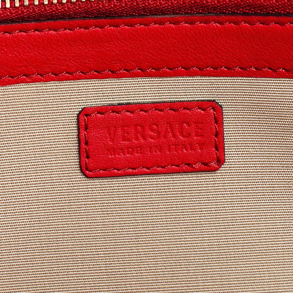 Women's Versace Red Leather Flap Wallet On Chain