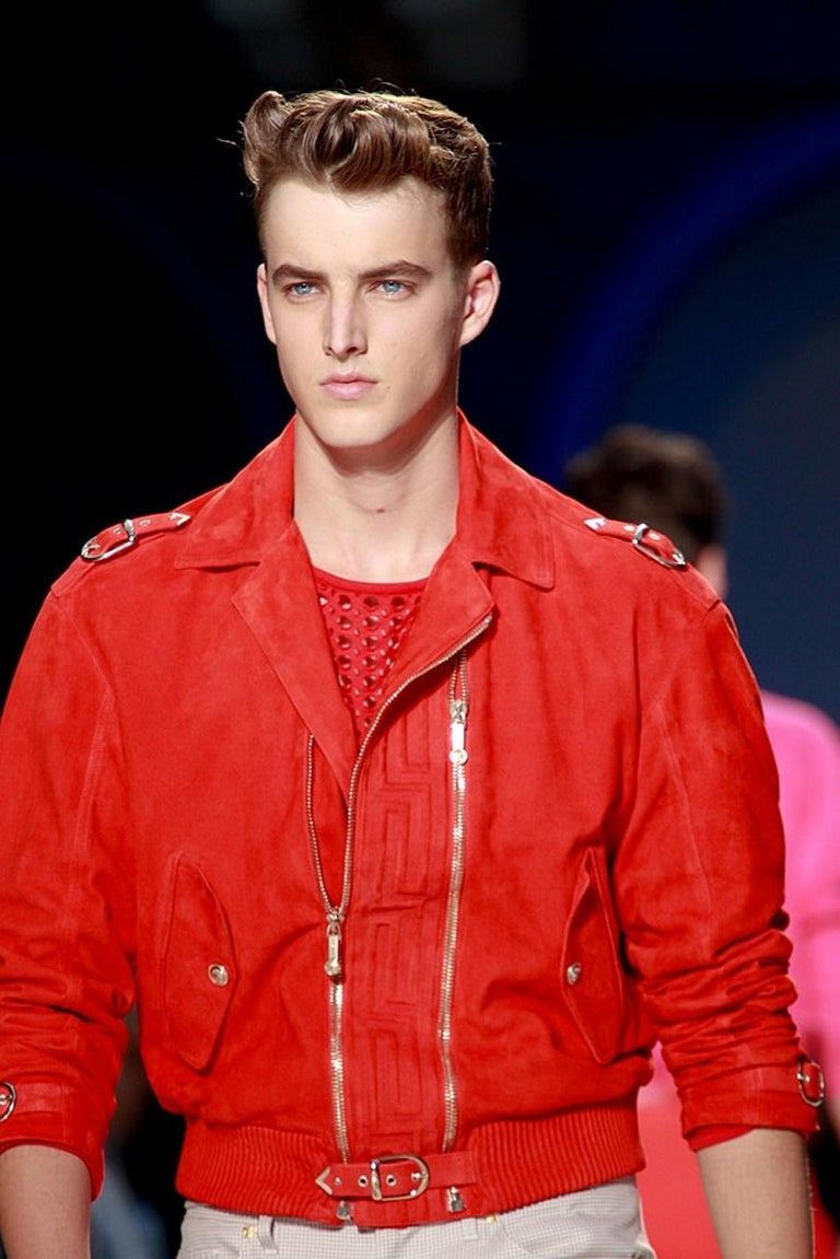 Versace Red Leather jacket for Men For Sale at 1stDibs | red versace jacket,  versace jacket mens sale, versace jacket sale