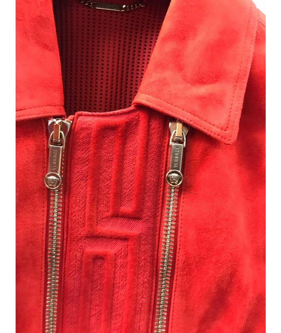 Versace Red Leather jacket for Men In New Condition In Montgomery, TX