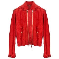 Rote Lederjacke von Versace für Männer