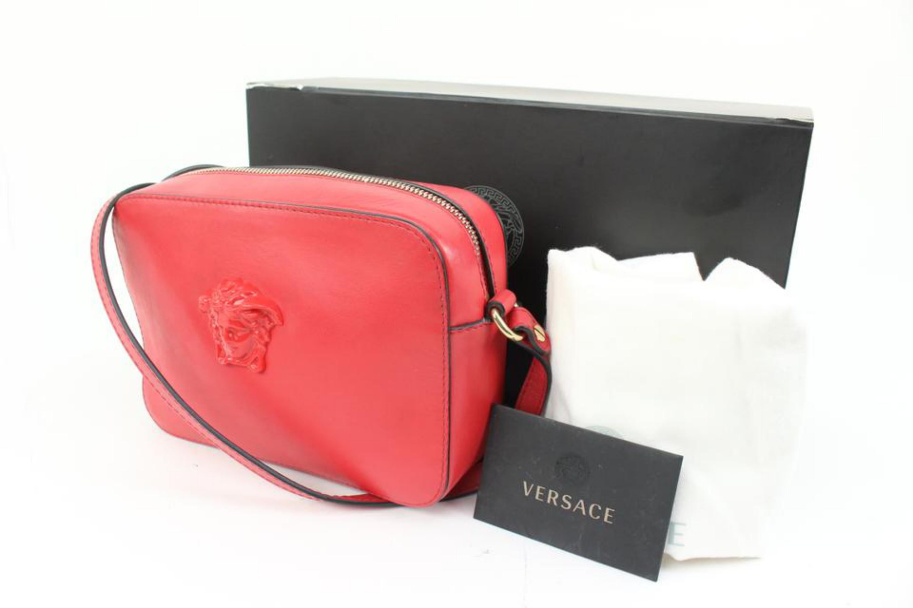 Versace Red Leather Medusa Camera Crossbody Bag 35v413s
Made In: Italy
Measurements: Length:  8
