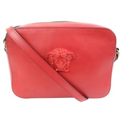 Versace Red Leather Medusa Camera Crossbody Bag 35v413s