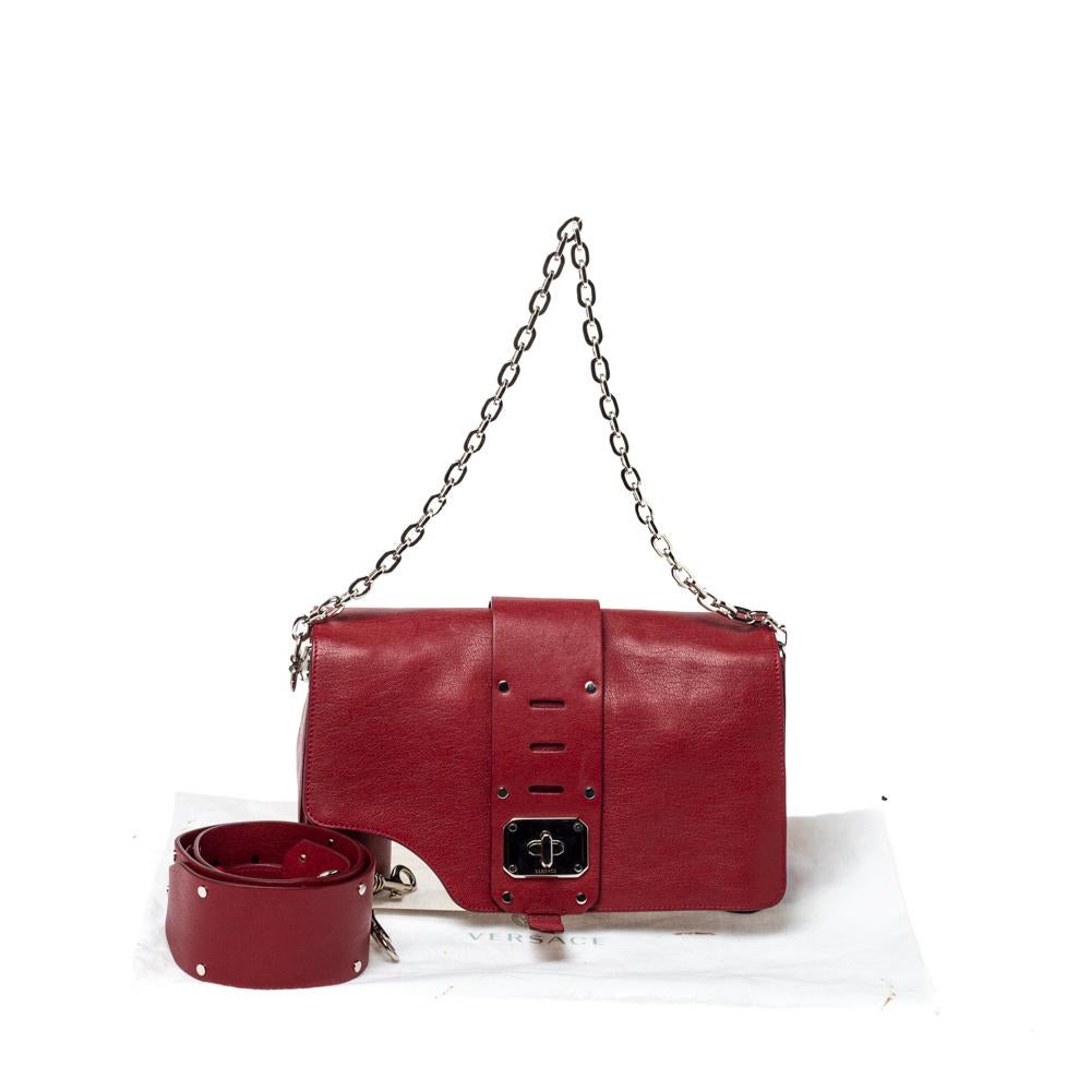 Versace Red Leather Shoulder Bag 7