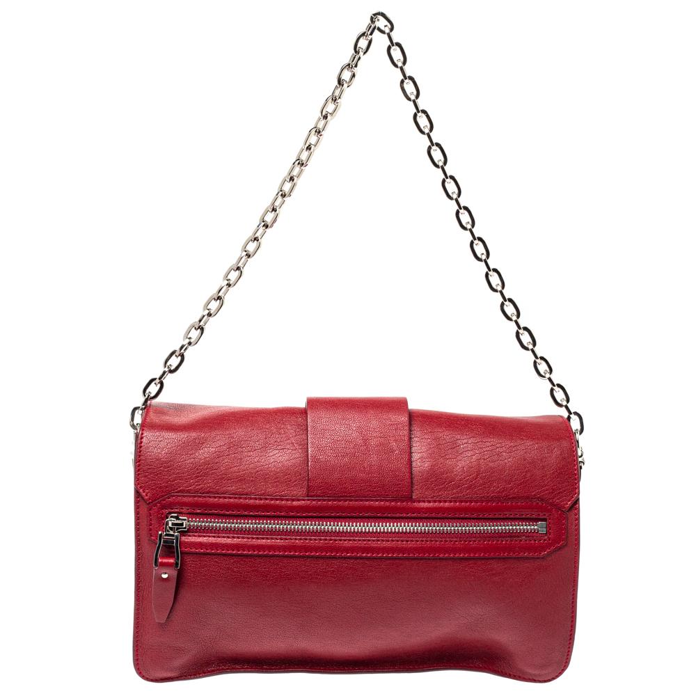 Women's Versace Red Leather Shoulder Bag