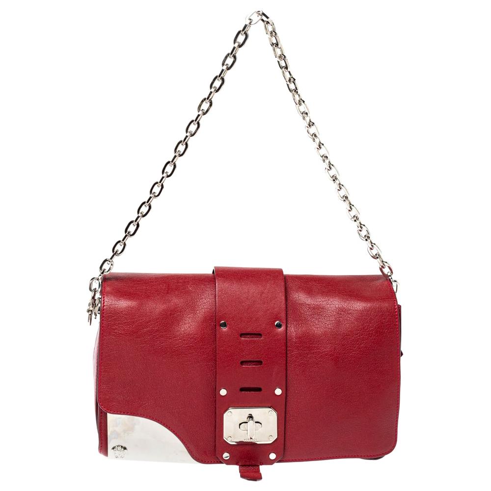 Versace Red Leather Shoulder Bag