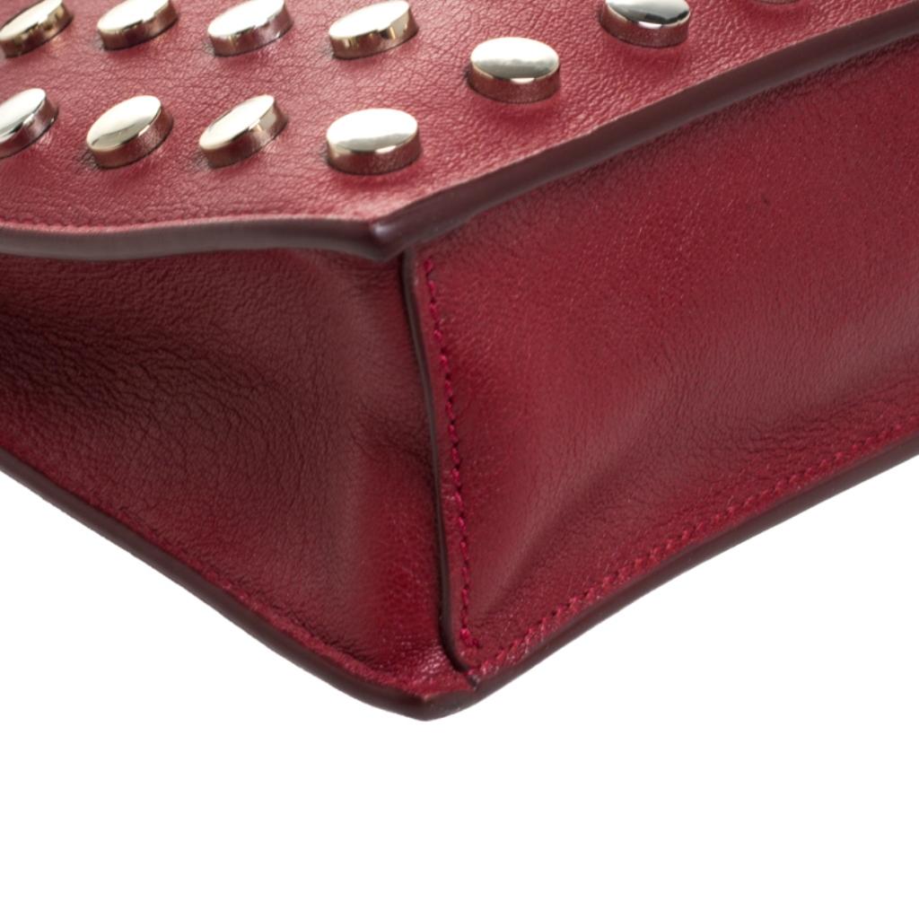 Versace Red Leather Studded Shoulder Bag 5