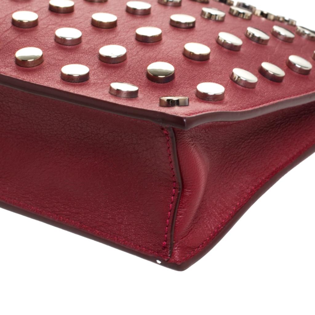 Versace Red Leather Studded Shoulder Bag 6