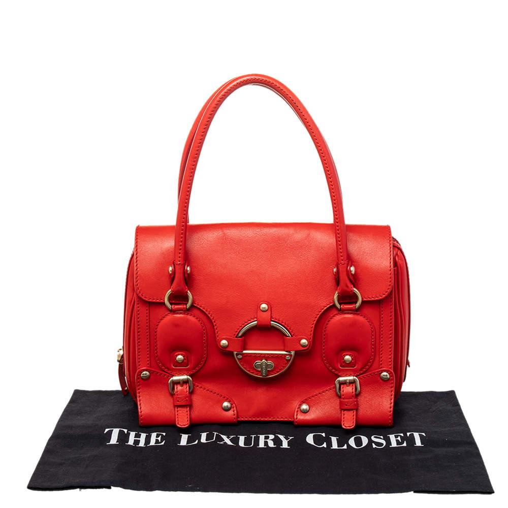 Versace Red Leather Studded Tote For Sale 7