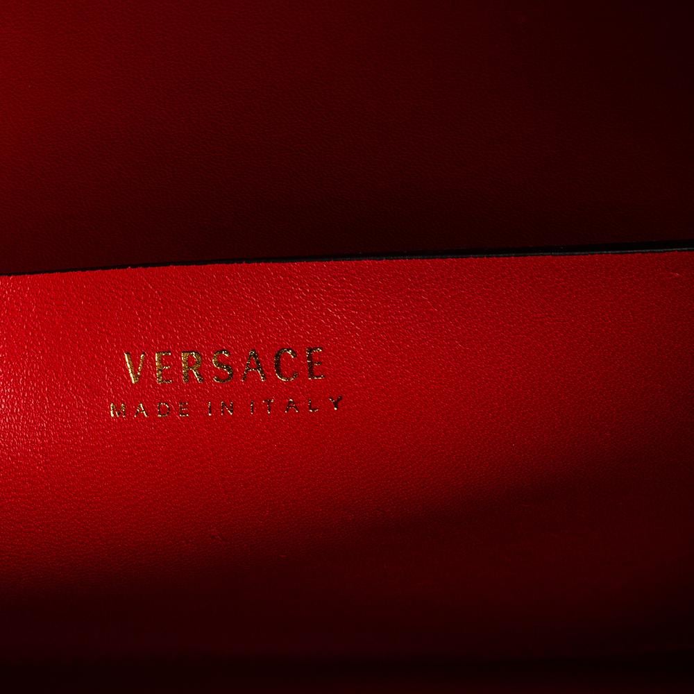 Women's Versace Red Leather Tribute Medusa Studded Zip Tote
