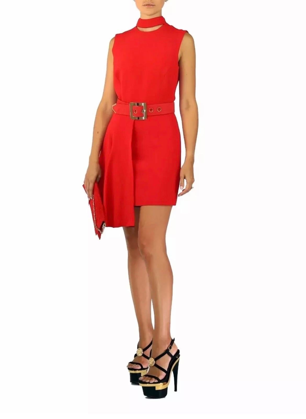 Women's Versace Red Mini Dress with Belt For Sale