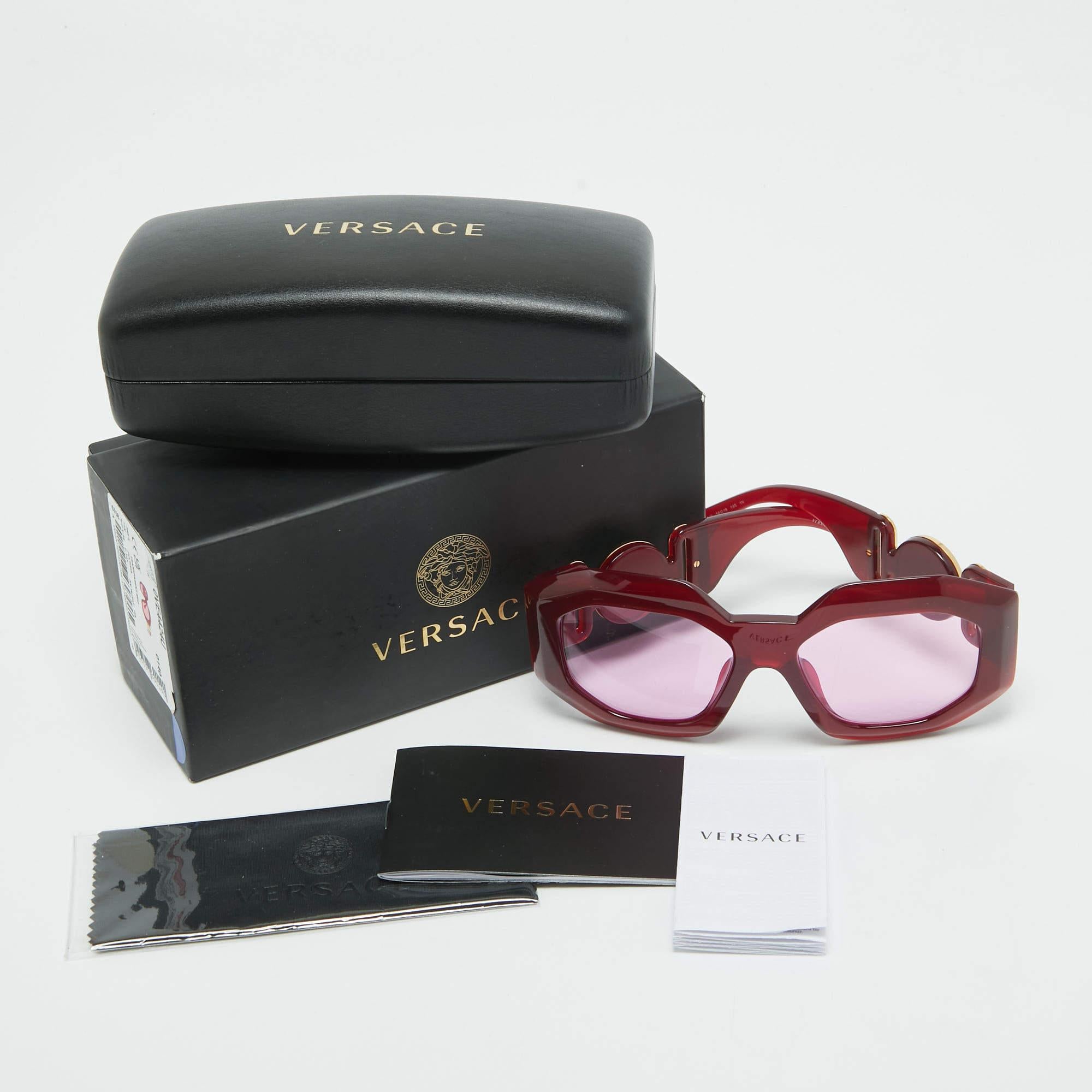 Versace Rouge MOD 4424 Lunettes de soleil Medusa rectangulaires Pour femmes en vente