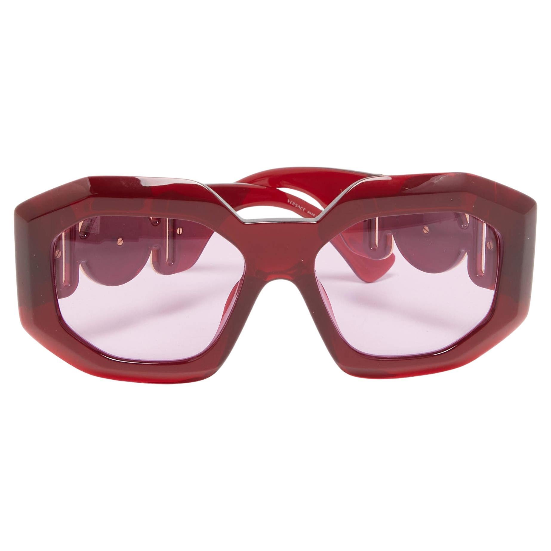 Versace Red MOD 4424 Medusa Rectangular Sunglasses For Sale