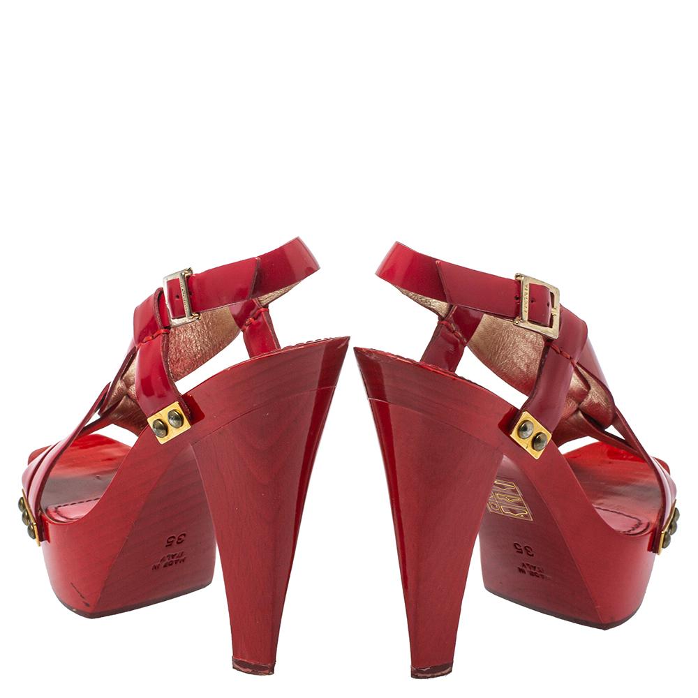 Versace Red Patent Leather Platform Sandals Size 35 2