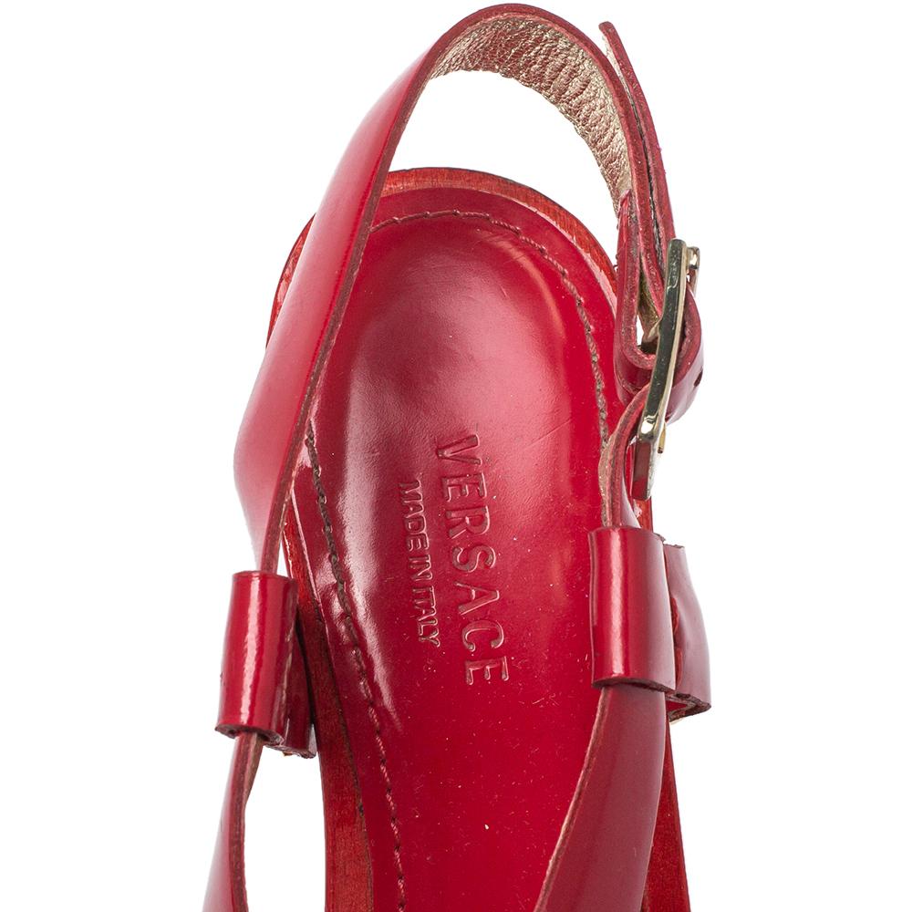Versace Red Patent Leather Platform Sandals Size 35 3