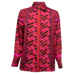 Versace Red/Pink Abstract Print Silk Button Front Full Sleeve Shirt S