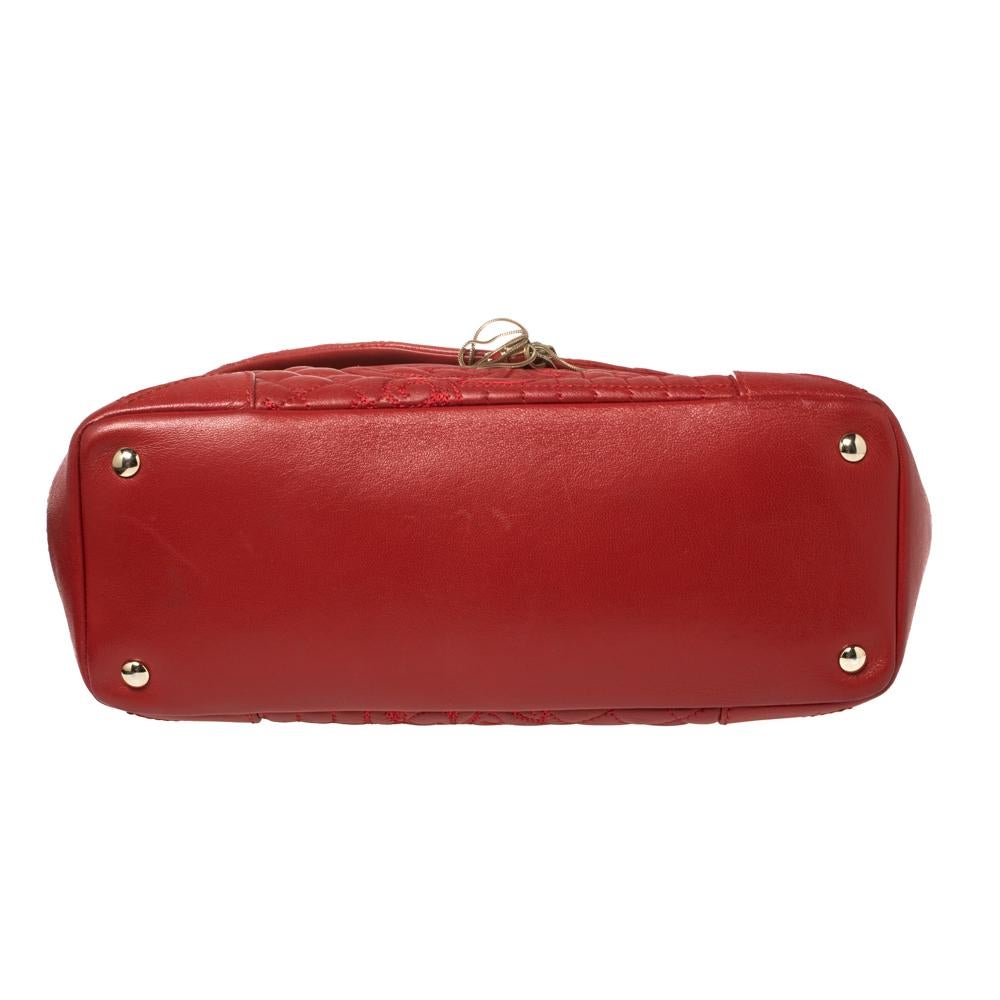 Versace Red Quilted Leather Altea Barocco Vanitas Top Handle Bag 3