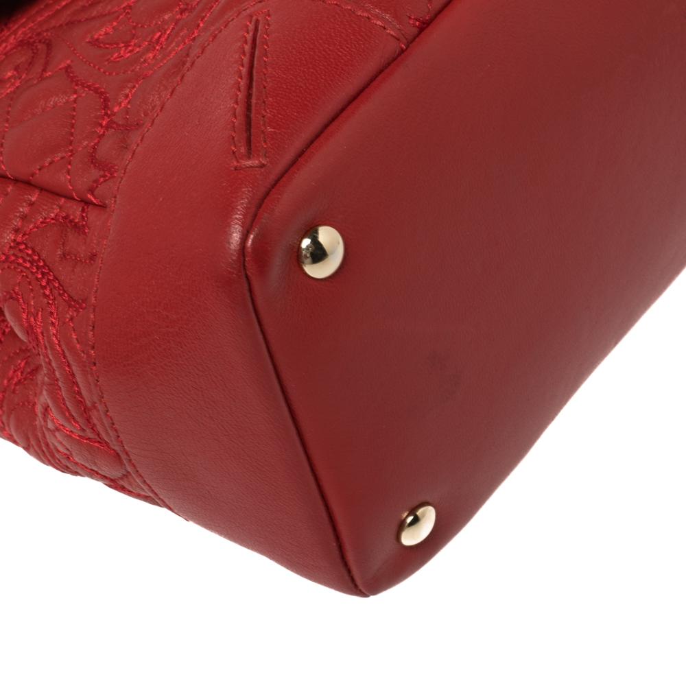 Versace Red Quilted Leather Altea Barocco Vanitas Top Handle Bag 2