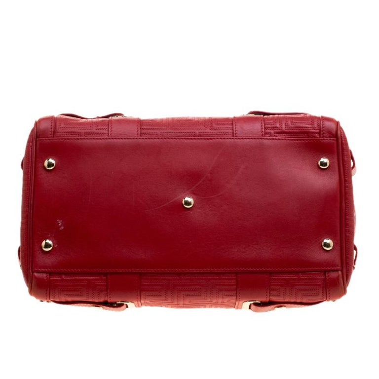 Versace Red Quilted Leather Studded Satchel For Sale at 1stDibs