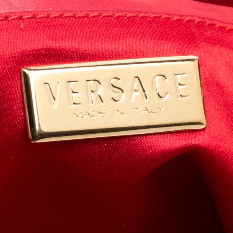 Versace Red Signature Fabric and Leather Tote 4