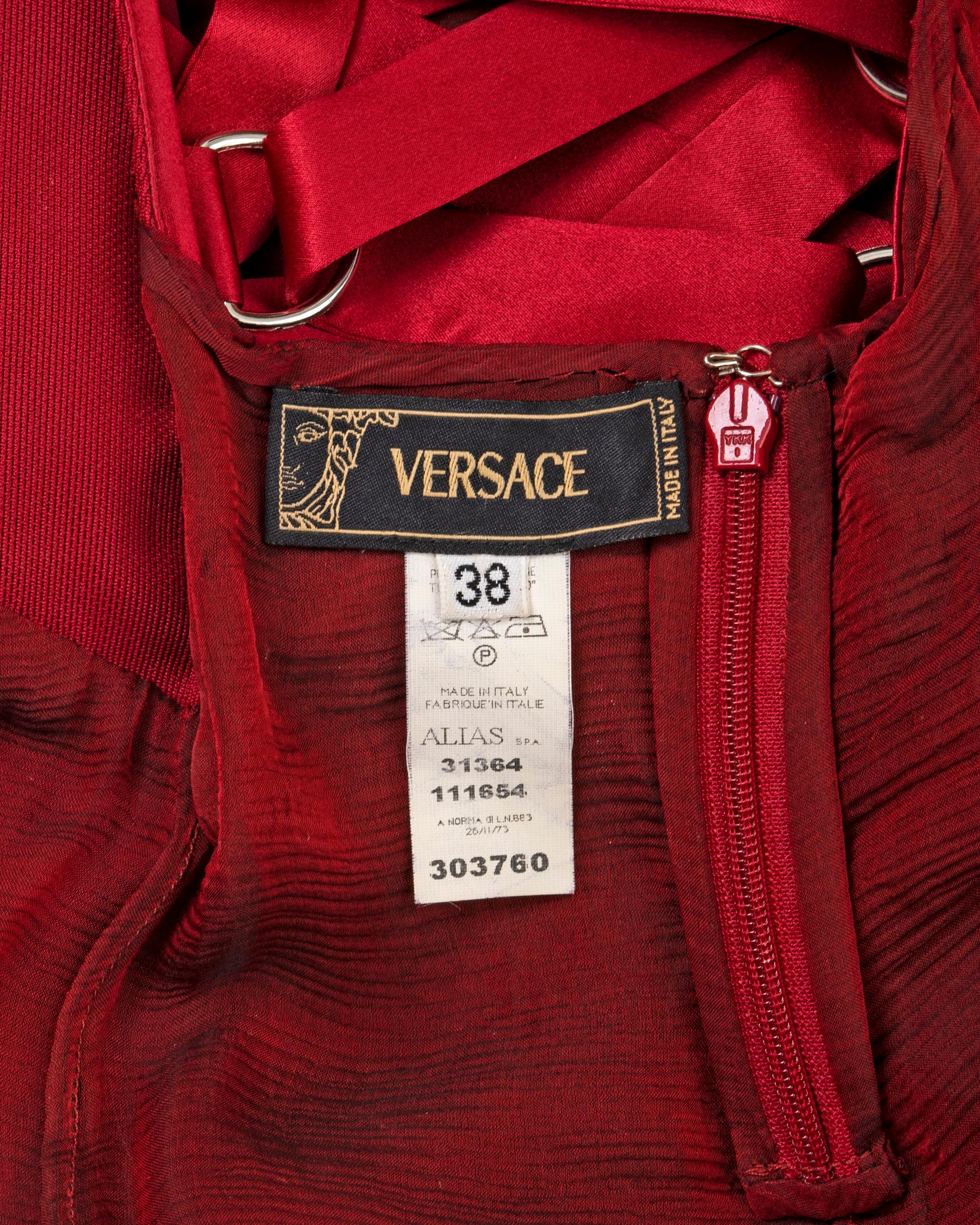 Versace red silk corset dress, fw 2003 8
