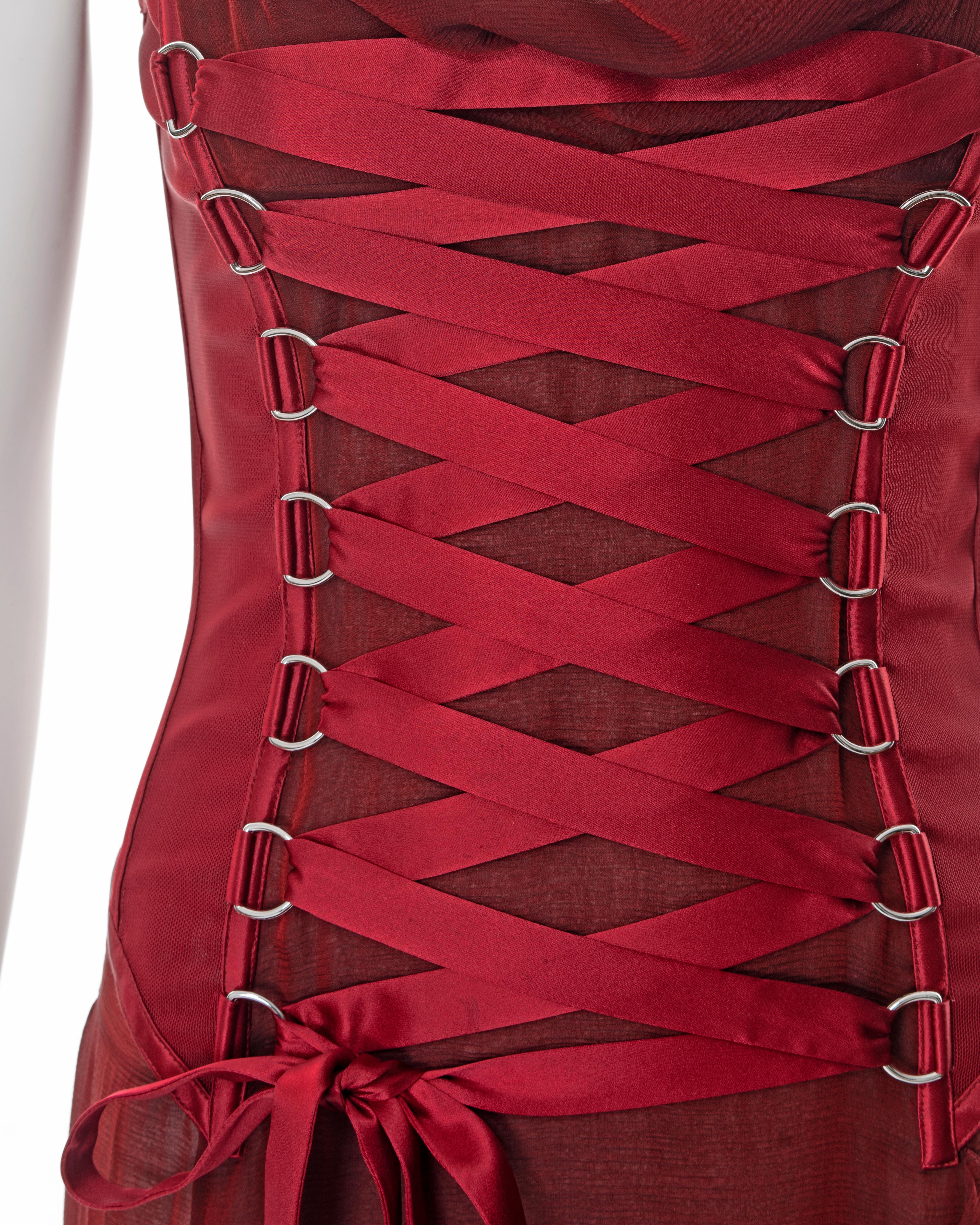 Versace red silk corset dress, fw 2003 In Excellent Condition In London, GB