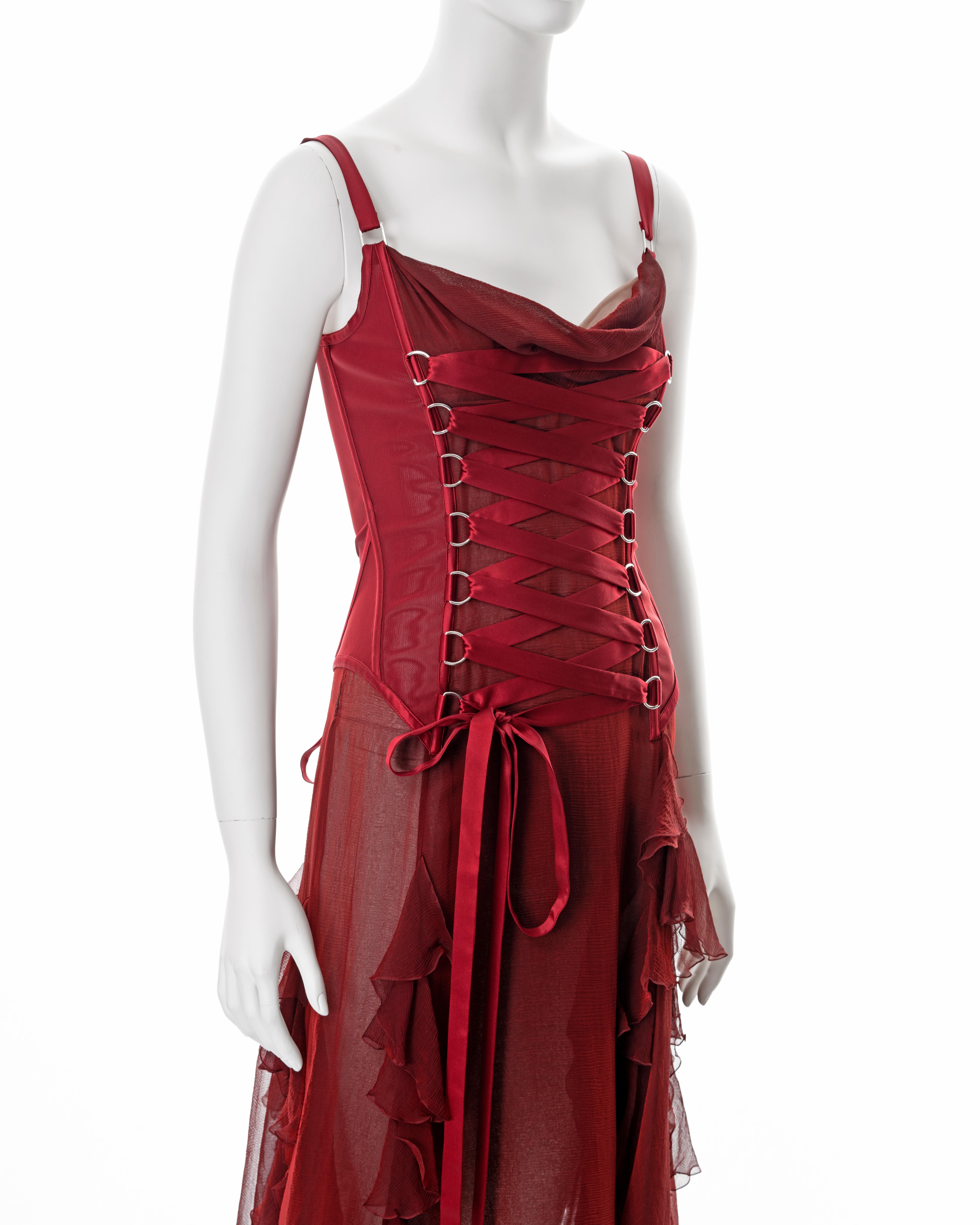Versace red silk corset dress, fw 2003 1
