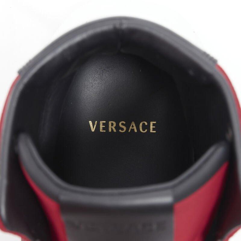 VERSACE red suede Medusa emblem nastro logo ribbon high top sneakers EU40 For Sale 5