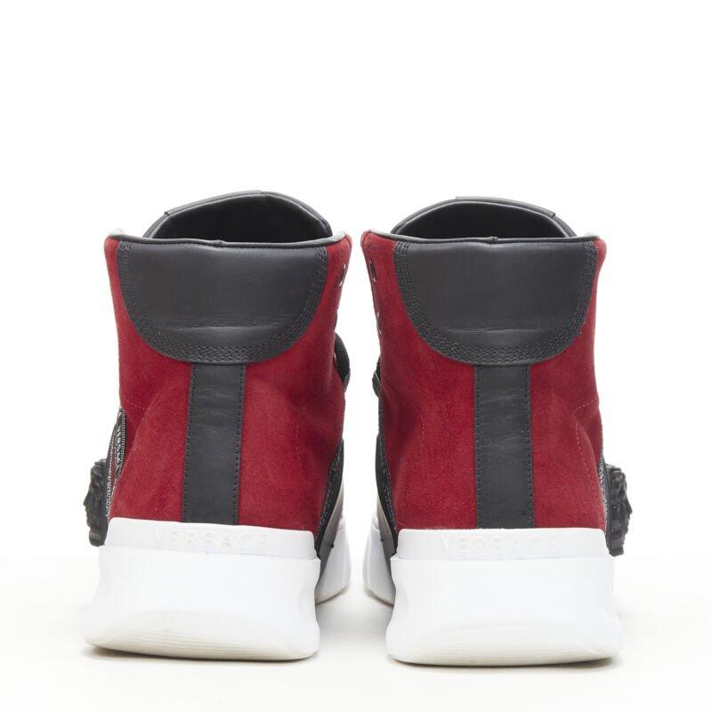 Men's VERSACE red suede Medusa emblem nastro logo ribbon high top sneakers EU40 For Sale