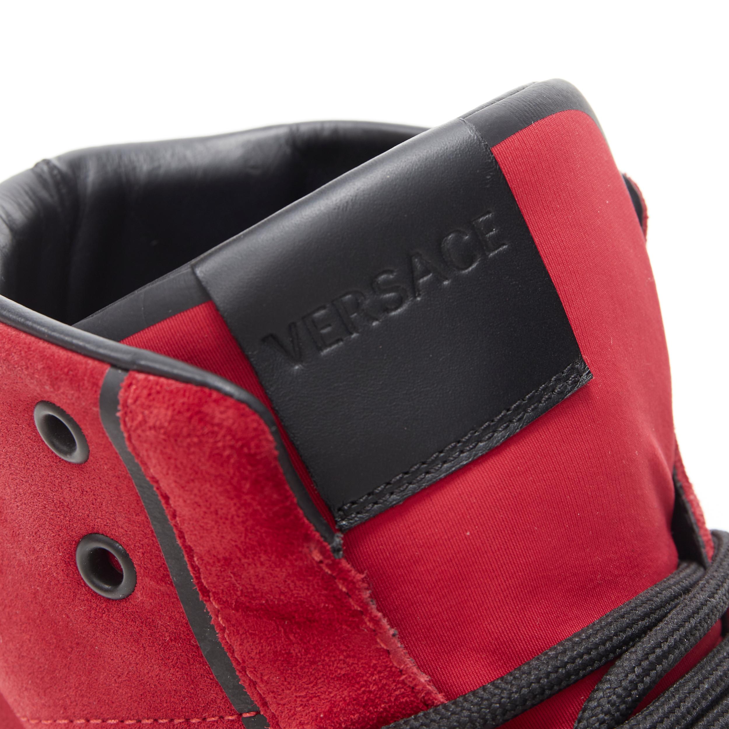 Men's VERSACE red suede Medusa emblem nastro logo ribbon high top sneakers EU40 For Sale