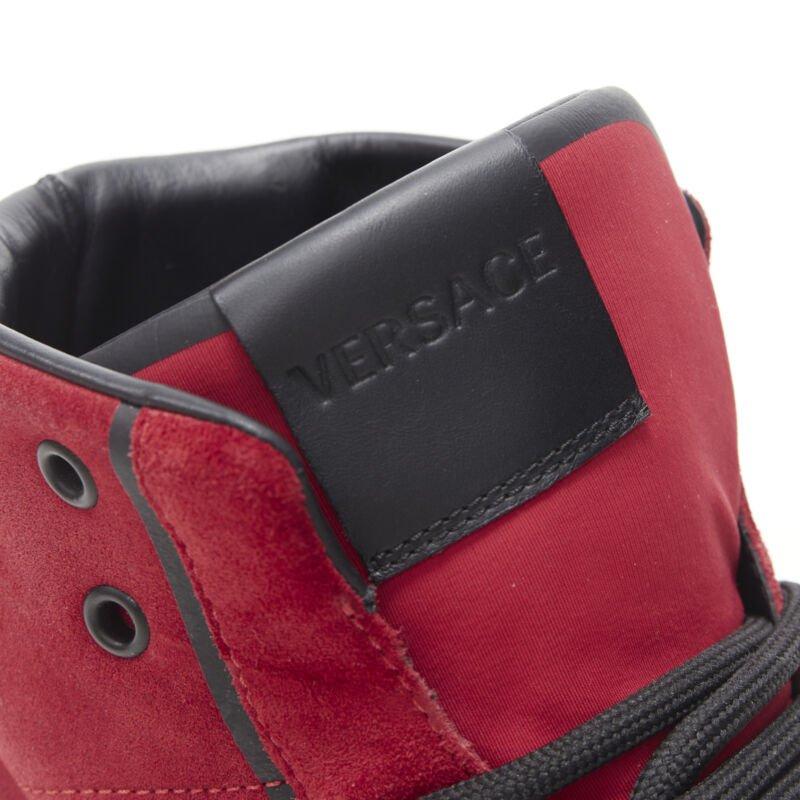 VERSACE red suede Medusa emblem nastro logo ribbon high top sneakers EU40 For Sale 3