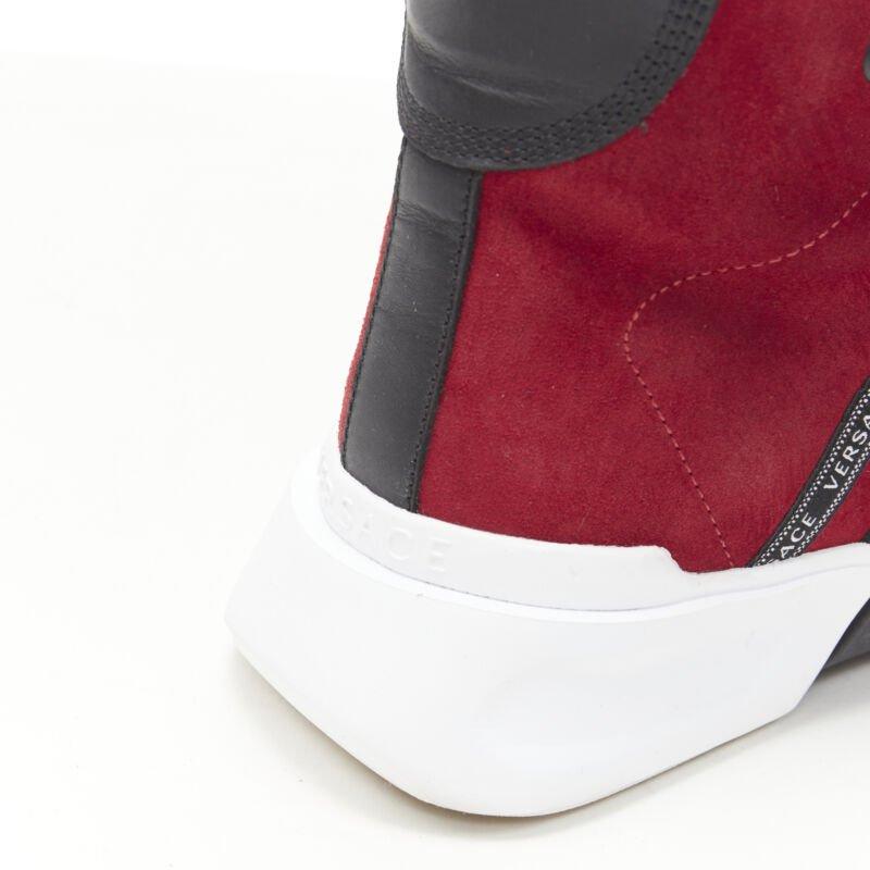 VERSACE red suede Medusa emblem nastro logo ribbon high top sneakers EU40 For Sale 4