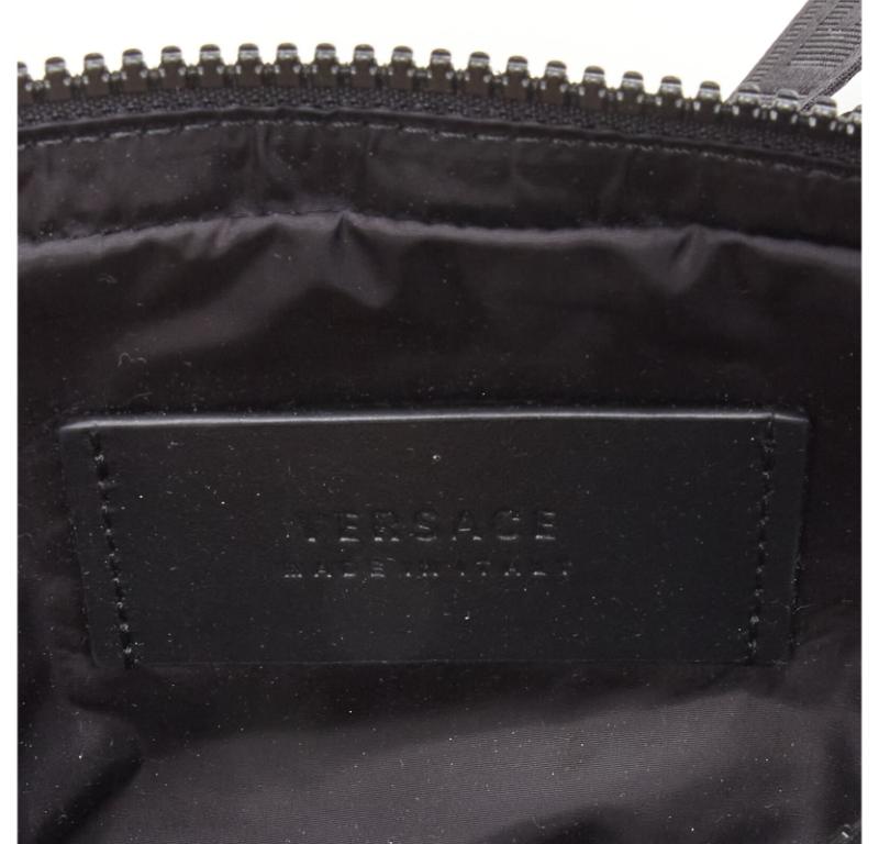 VERSACE reflective logo black nylon Greca strap crossbody belt waist bag 3
