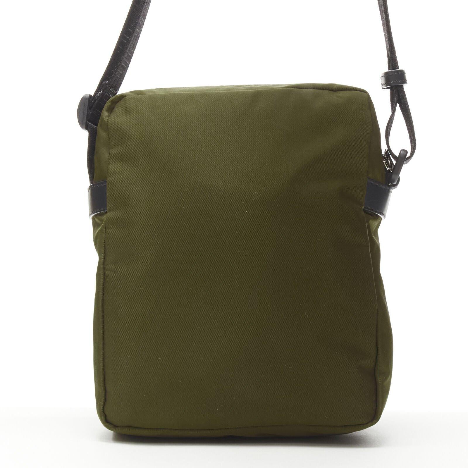 VERSACE reflective logo green nylon Greca strap crossbody messenger bag For Sale 1