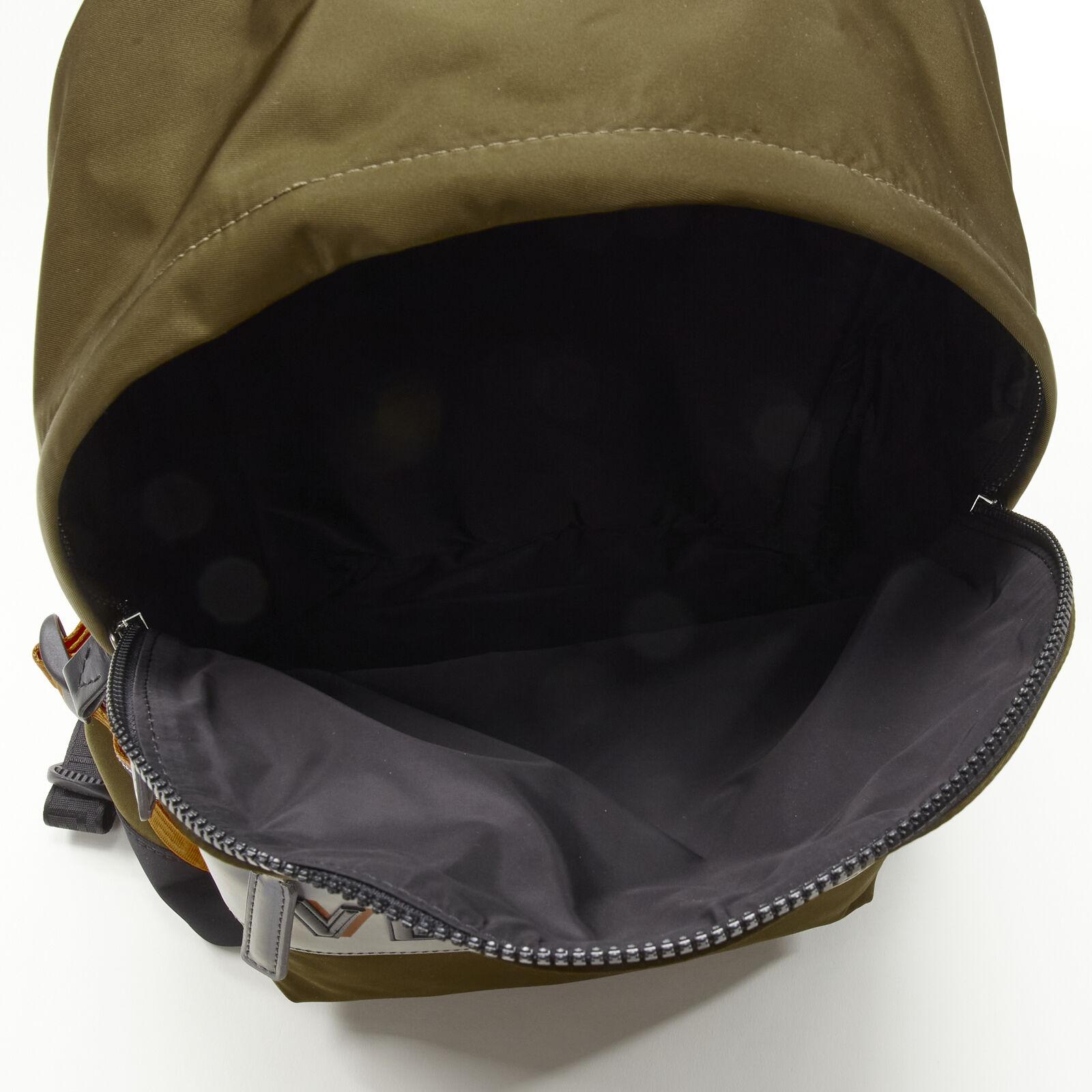 VERSACE Reflective Logo green nylon orange Greca strap backpack For Sale 5