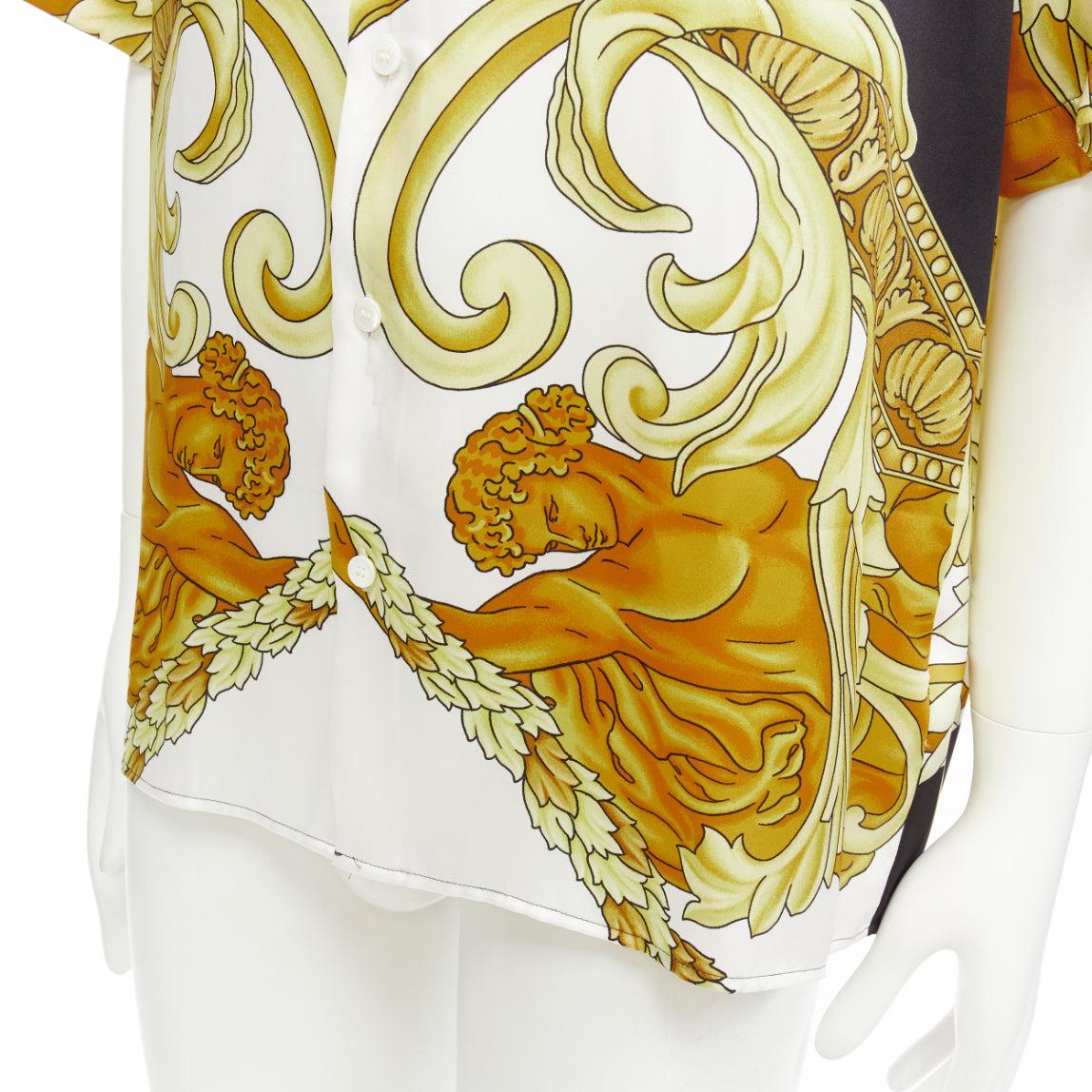 VERSACE Renaissance Barocco gold black white casual shirt IT52 XL For Sale 3