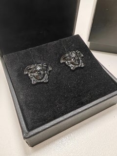 Versace Resin Medusa Head Stud Earrings in Black