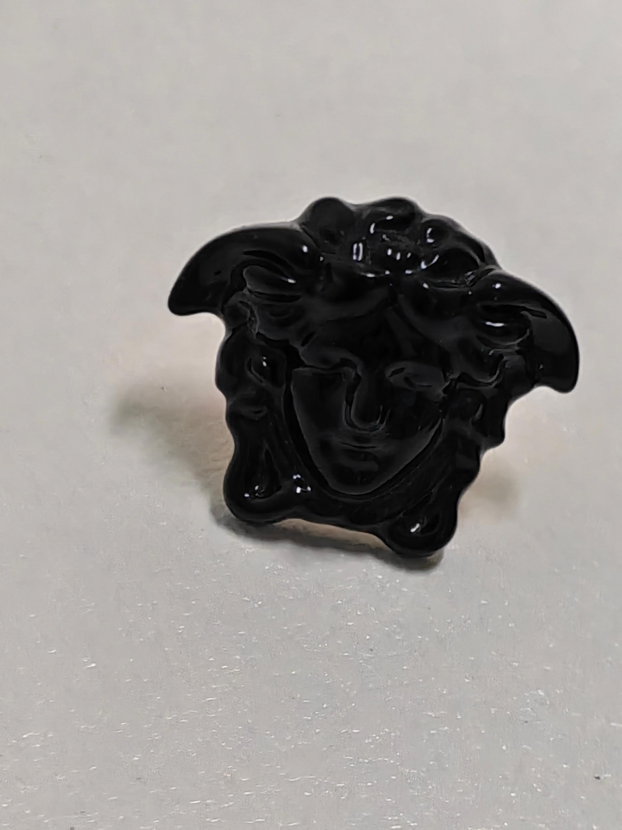 Versace Resin Medusa Head Stud Earrings in Black In Excellent Condition For Sale In PUTNEY, NSW