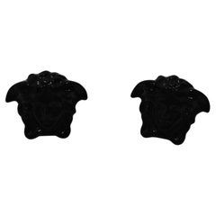 Versace Resin Medusa Head Stud Earrings in Black