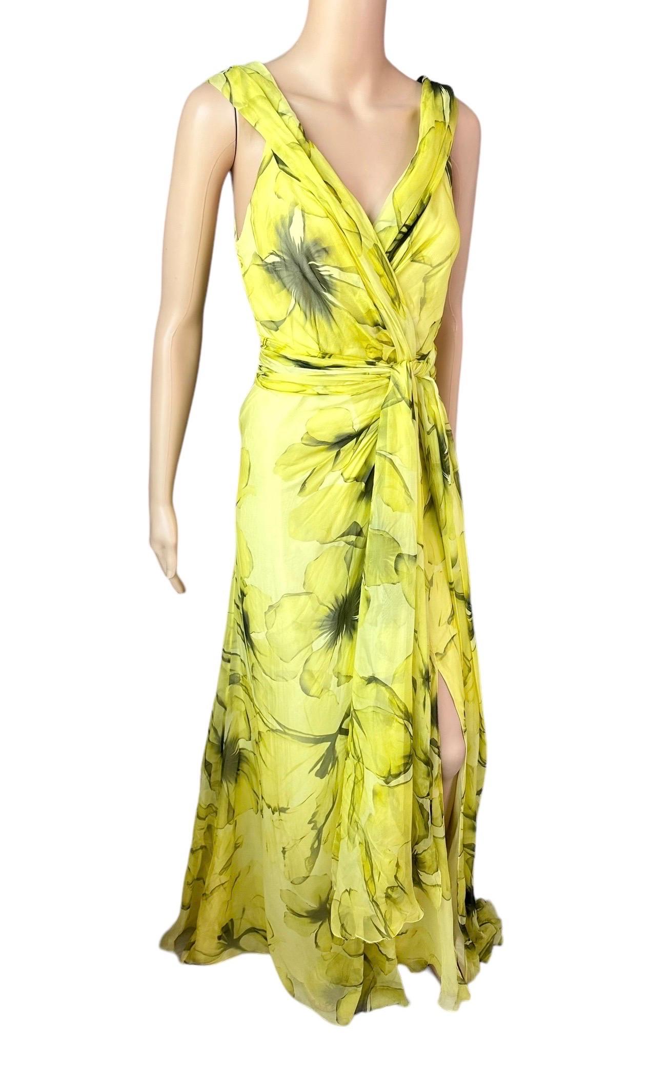 Versace Resort 2008 Plunging Neckline Floral Print Open Back Evening Dress Gown 11