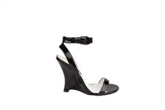 Versace Resort 2019 Black Patent Strap Wedge with Removable Flower Size 38