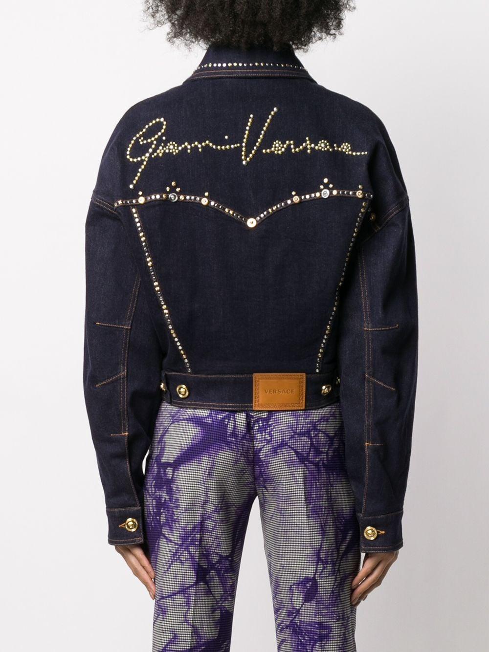Versace Resort 2020 Studded Gianni Signature Dark Blue Denim Jean Jacket Size 38 3