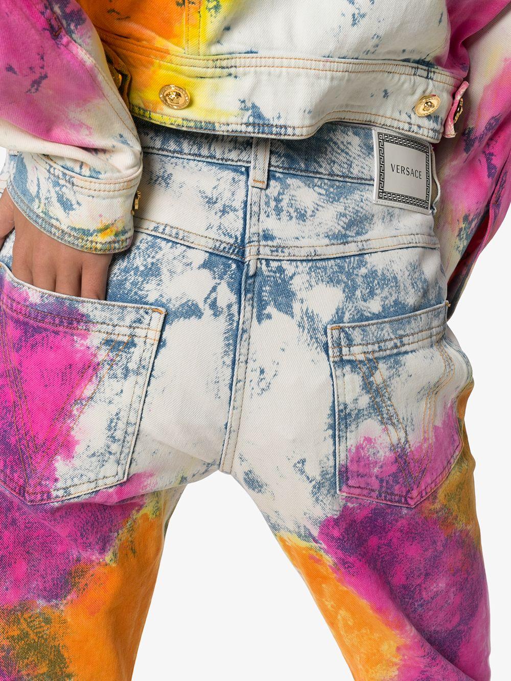 Vaqueros Versace Resort 2020 Tie Dye Denim Talle Alto Slim Fit Talla 28 en Nuevo Estado en Paradise Island, BS
