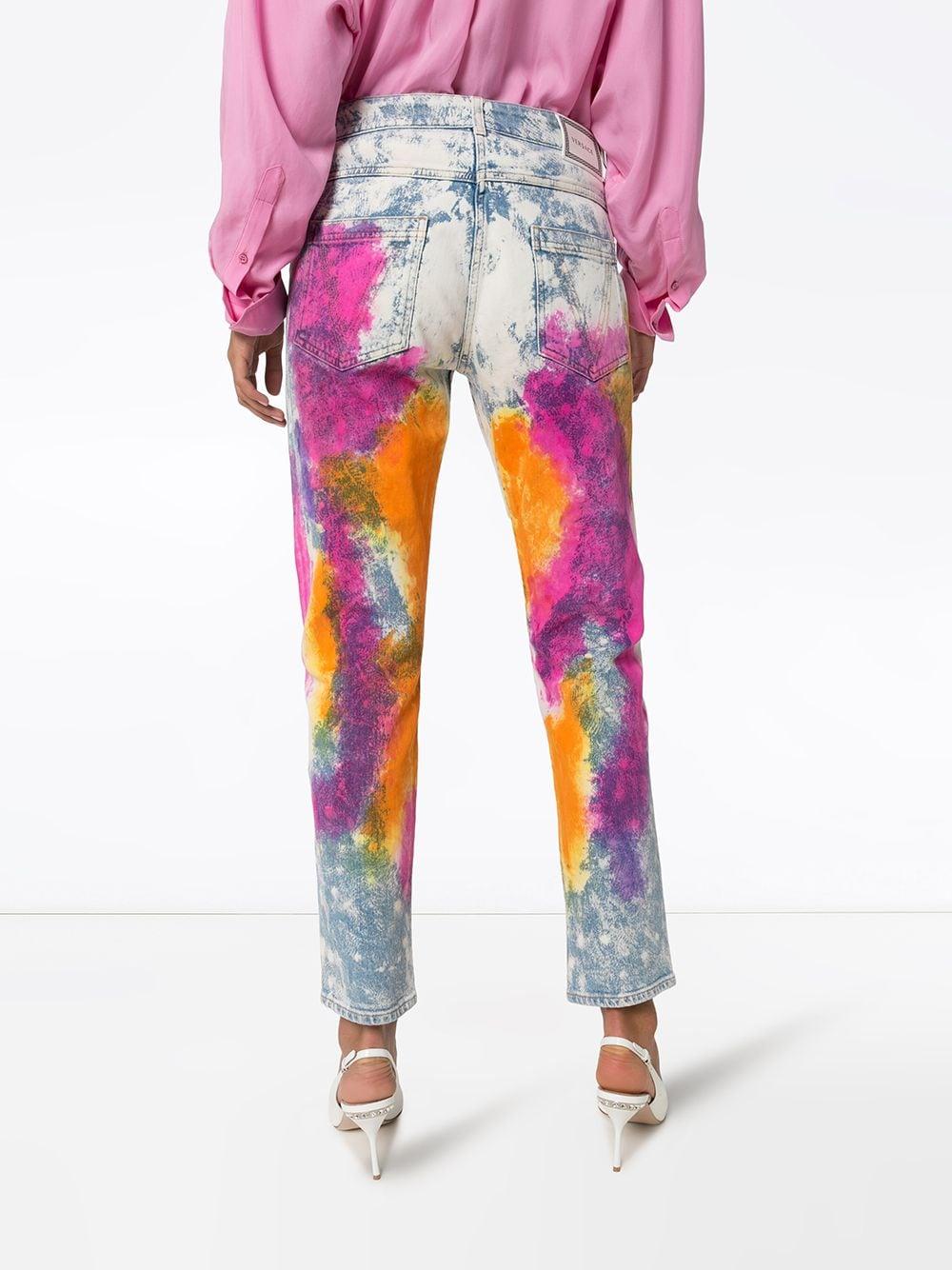 De las mujeres Vaqueros Versace Resort 2020 Tie Dye Denim Talle Alto Slim Fit Talla 28