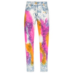 Vaqueros Versace Resort 2020 Tie Dye Denim Talle Alto Slim Fit Talla 28