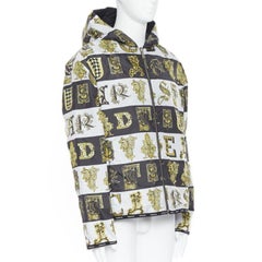 VERSACE Reversible Baroque Alphabet black gold print quilted jacket IT54 2XL