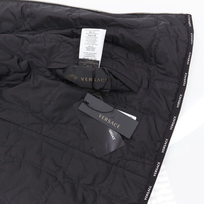 VERSACE Reversible Baroque Alphabet gold black nylon quilted jacket IT58 4XL For Sale 7