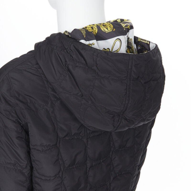 VERSACE Reversible Baroque Alphabet gold black nylon quilted jacket IT58 4XL For Sale 4