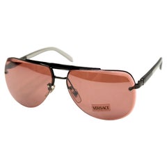 Versace Rimless Aviator Style Tinted Sunglasses circa Y2K
