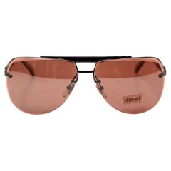 Versace Rimless Aviator Style Tinted Sunglasses circa Y2K