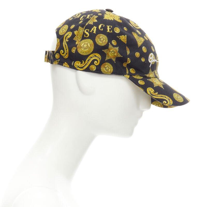 VERSACE Rodeo Barocco black gold Medusa print baseball dad cap 58cm M 7 1/4 In New Condition For Sale In Hong Kong, NT